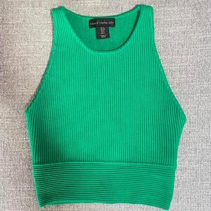 House of Harlow Green Ribbed Crop Tank Top